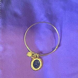 Gold Tone Scorpio ♏️ Zodiac Charm Bangle Bracelet with Navy Enamel